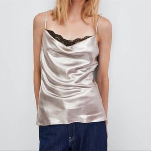 ZARA Mettalic Lace Camisole top US S